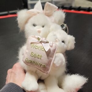 White Plush Worlds Best Grandma Bears with Pink Accents Bearington Brand #4